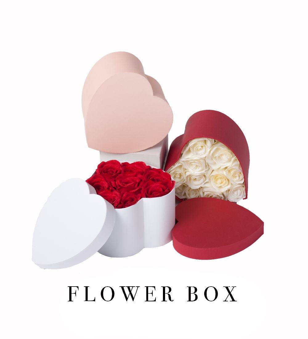 Custom High Quality Luxury Paper Square Round Heart Shape Flower Gift Packaging Boxes for Flower Arrangements