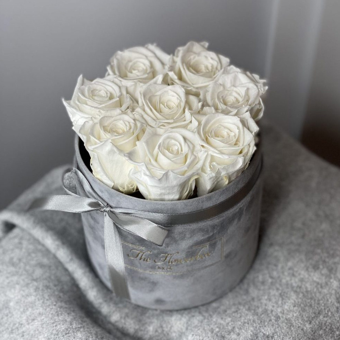 Customized Logo Velvet Preserved Rose Flower Packaging Gift Box for Flowers Arrangement Bouquets Round Flower Box