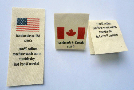 Oeko-Tex custom printed fabric labels in 100% cotton machine wash twill ribbon