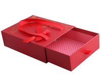 Hot sale Chinese red customized printed drawer gift box with ribbon sliding drawer box wedding gift box in EECA Packaging