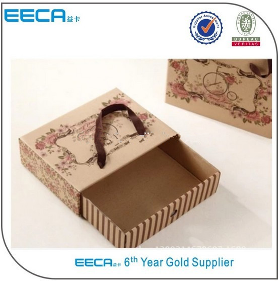 Recycle Kraft Drawer Boxes/varnishing Kraft Paper Sliding Drawer Box/cardboard Sliding Gift Box