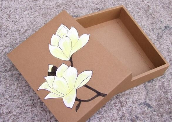 New printed Brown leather gift box matte glossy brown kraft paper gift packaging box