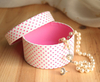 Mini round jewel box/Sweet necklace rectangle gift box pink satin/antique jewelry boxes for sale in China