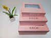 Transparent window box Pink color special paper handmade PVC packaging box with PVC window in EECA packaging China
