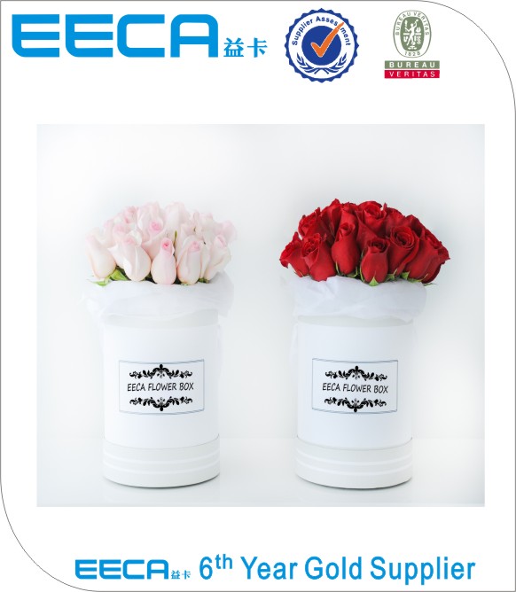 High quality waterproof white round paper packaging box for flowers/Cylindrical flower box in EECA Packaging