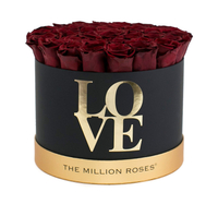 Custom new design round printing "love" flower box,rounded rose box with lid