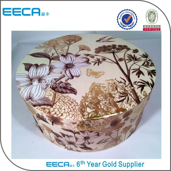 Latest style plain round cardboard hat box round flower box wholesale in China