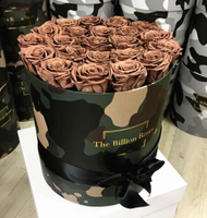 Luxury custom camo collection round flower hat box,rose box packaging in China