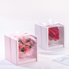 New Style Panoramic Window Opening Pvc Film Transparent Love Rose Flower Bouquet Gift Packaging Box for Valentine's Day