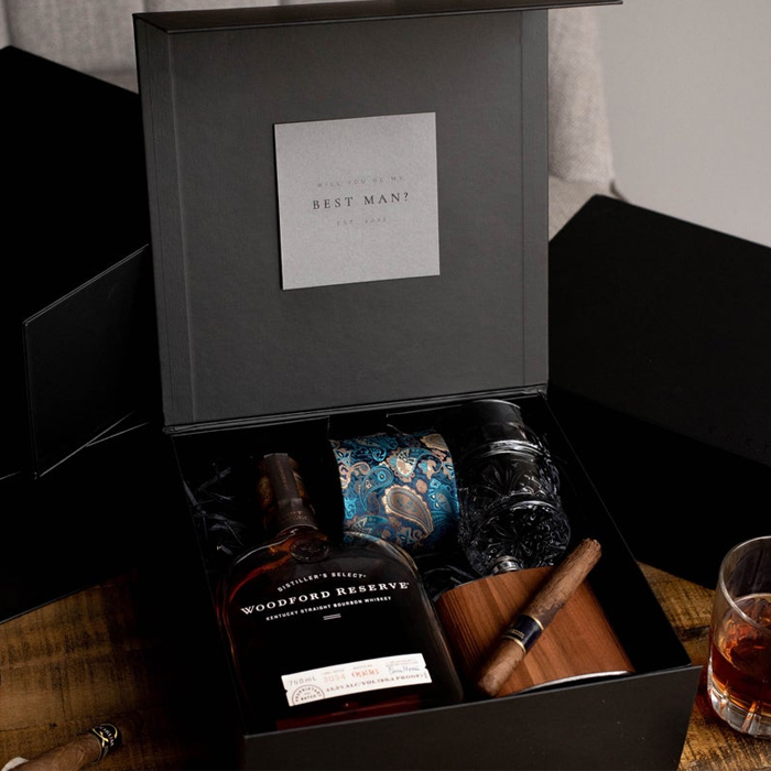 Matte Black Paper Foldable Gift Box with Ribbon