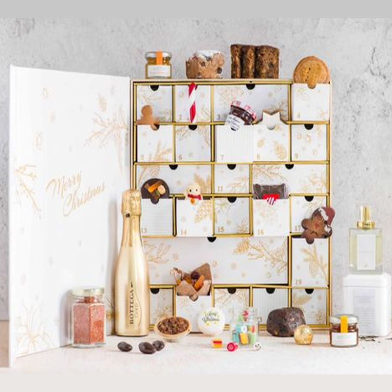 Custom Printed Cardboard Paper Chocolate Cosmetic Skin Care Gift Boxes Christmas Muslim Ramadan White Beauty Advent Calendar Box