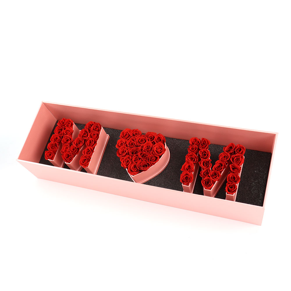 Luxury Design Rectangular Paper Flower Gift Packaging Box for Valentine's Day Mother's Day with Transparent Lid