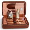 Luxury Portable PU Leather Wooden Moisturizing Sealed Travel Cigar Set Storage Packaging Box of 4 Pieces