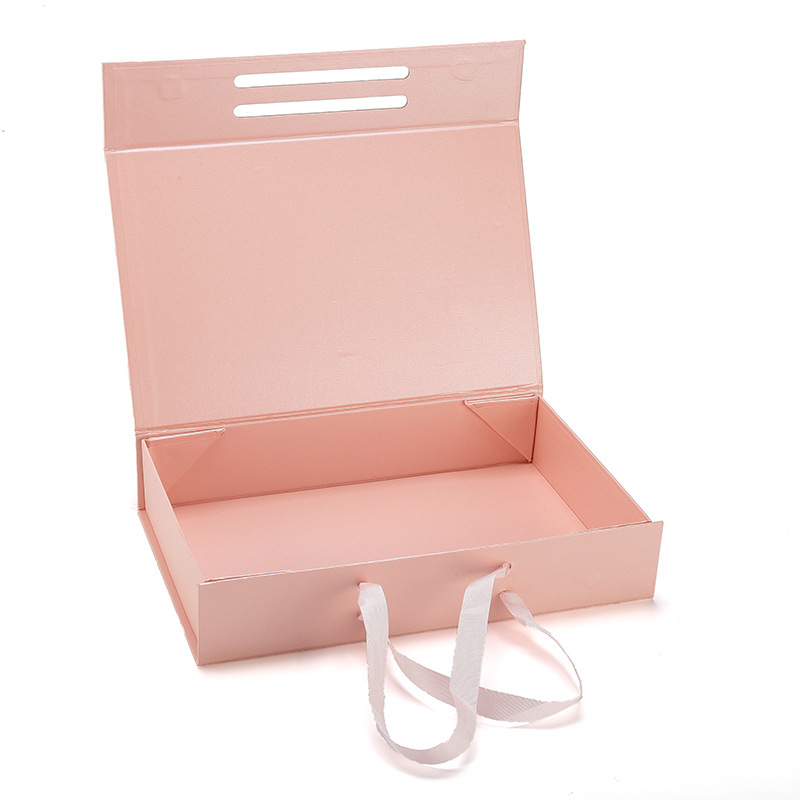 Customized Portable Folding Paper Clamshell Underwear Scarves Gift Packaging Box Ribbon Closure Wholesale