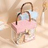 Custom Luxury Clear Transparent Acrylic Wedding Aromatic Candle Cosmetics Gift Packaging Box With Bamboo Handle Wholesale