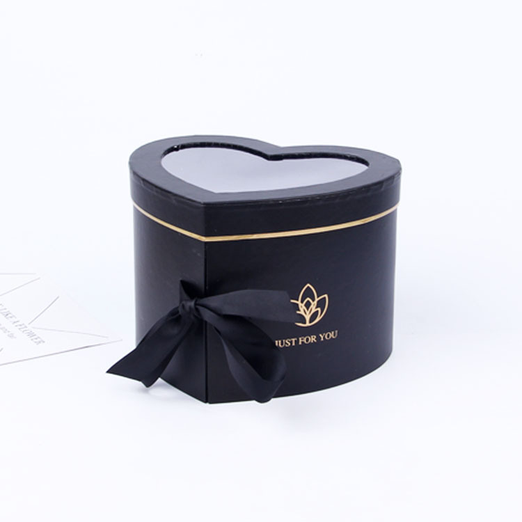 New Valentine's Day Heart Shaped Double Layer Rotating Rose Flowers Chocolate Cosmetics Jewelry Packaging Box with PVC Window