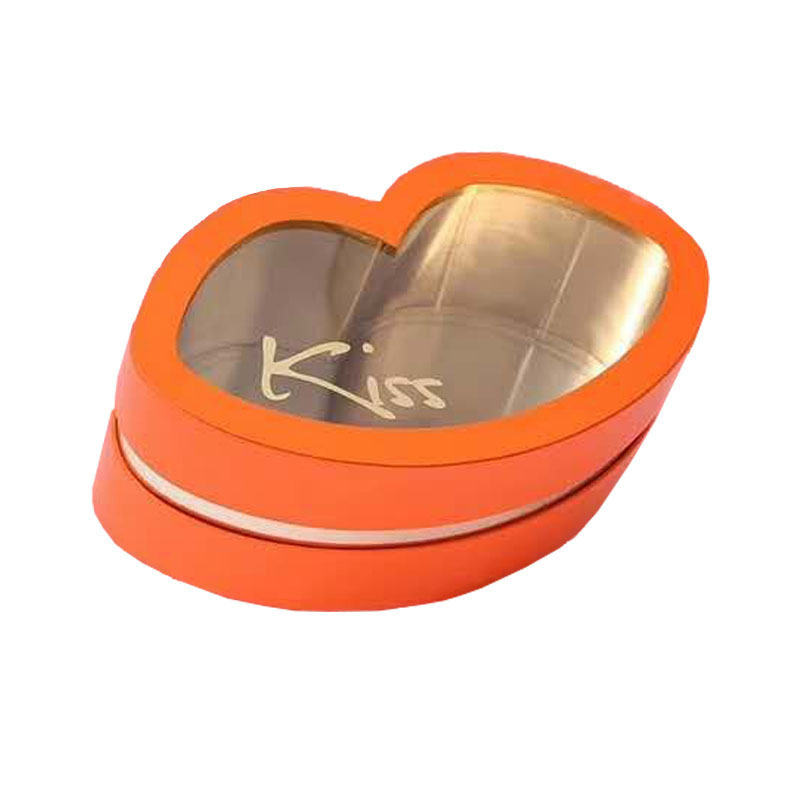 New Style Valentine's Day Creative Paper KISS Lips Rose Flower Gift Packaging Box with Transparent PVC Window