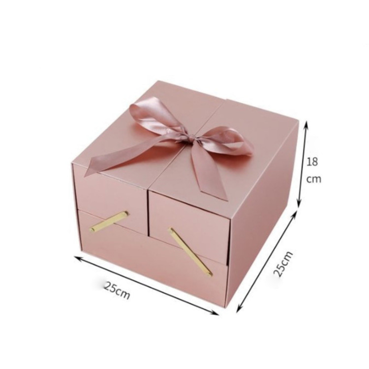 Luxury Custom Logo Paper Cardboard I Love You Christmas Flower Cake Portable Gift Packaging Box with Floral Foam