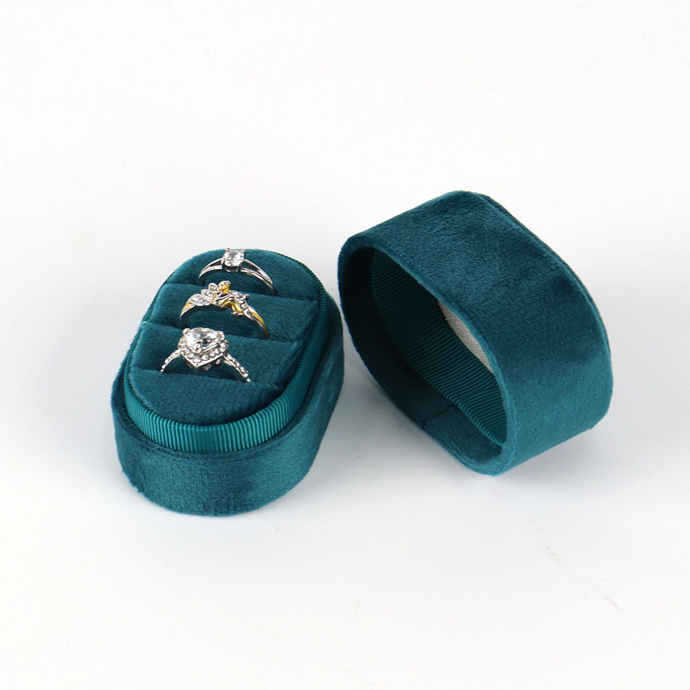New Arrival Oval Shape Velvet Jewelry Travel Case Luxury Multi Slots Earring Ring Storage Box Case for Women Girls