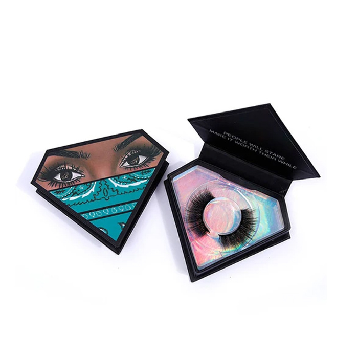 Heart Shaped Custom Private Label Glitter Paper Eyelash Packaging Box Magnetic Closure with Clear Window