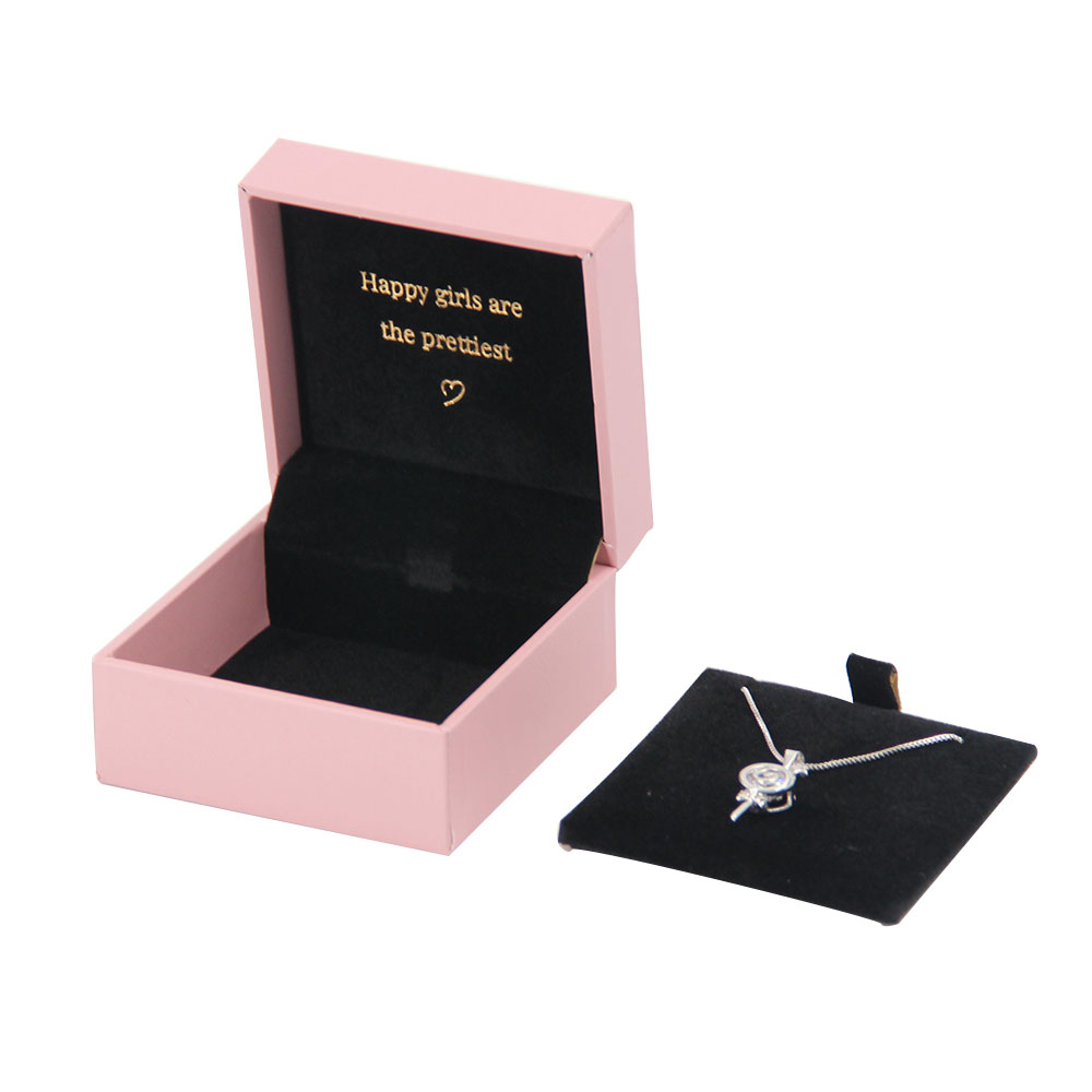 Custom Gold Logo Small Square Paper Cardboard Magnetic Closure Ring Necklace Jewelry Gift Packaging Box for Valentine's Day