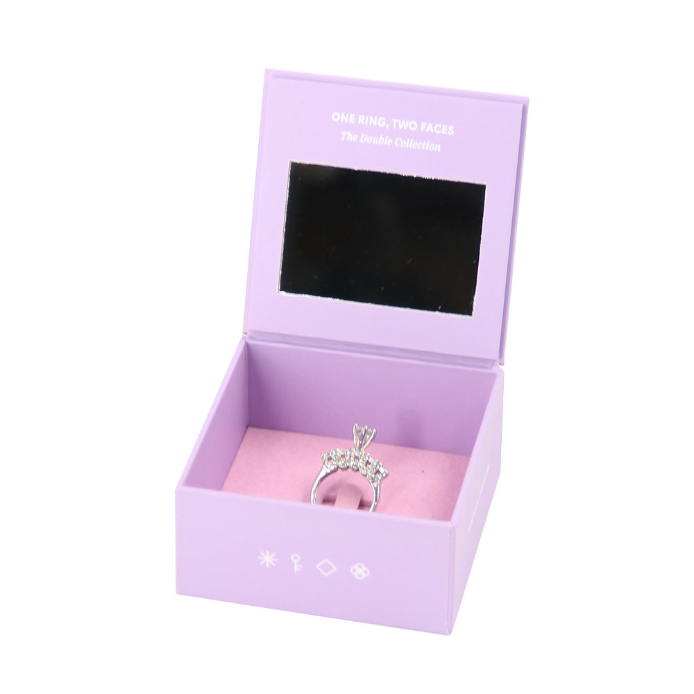 Custom Square Paper Cardboard Necklace Ring Jewelry Gift Packaging Box with Mirror And Velvet Insert