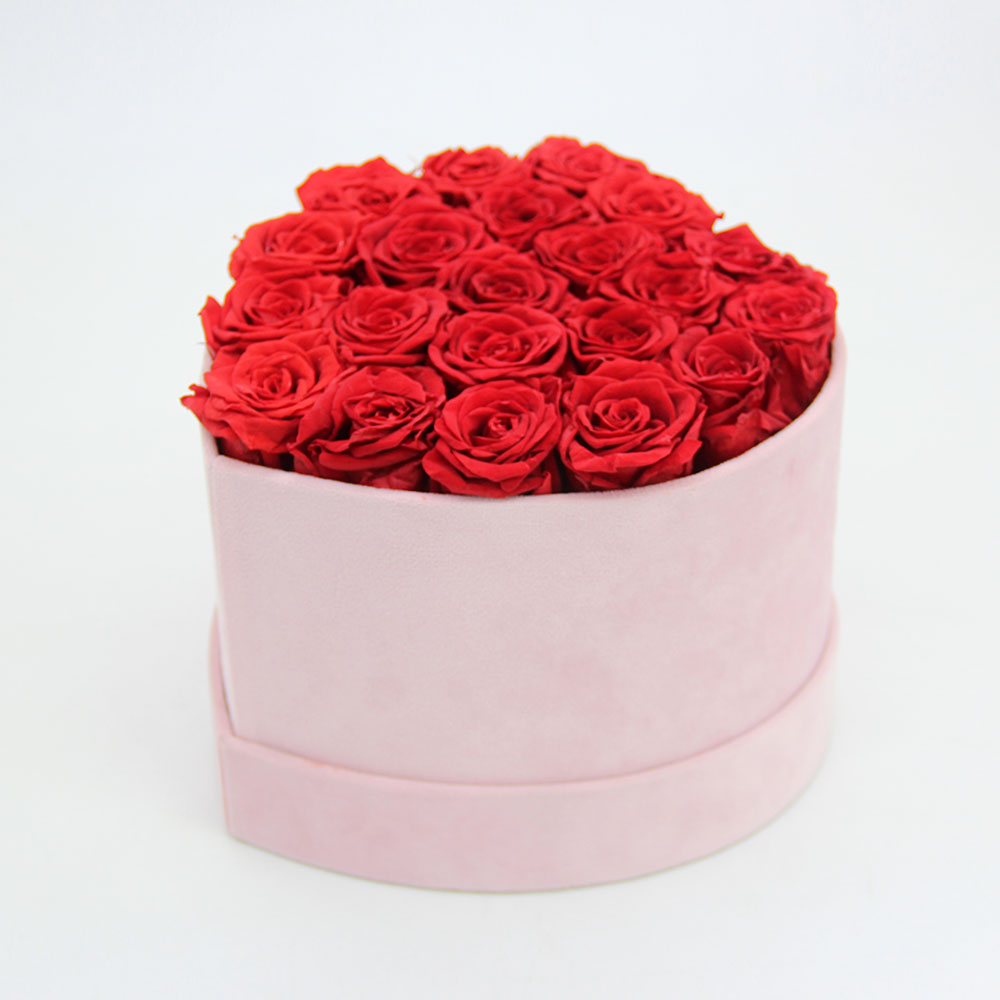 Luxury Custom Logo Light Pink Heart Shape Paper Rose Flower Bouquet Gift Packaging Box for Valentine's Day