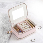 Custom Pu Leather Square Travel Jewelry Box Organizer Mirror Ring Earring Necklace Bracelet Storage Gift Case Jewellery Box