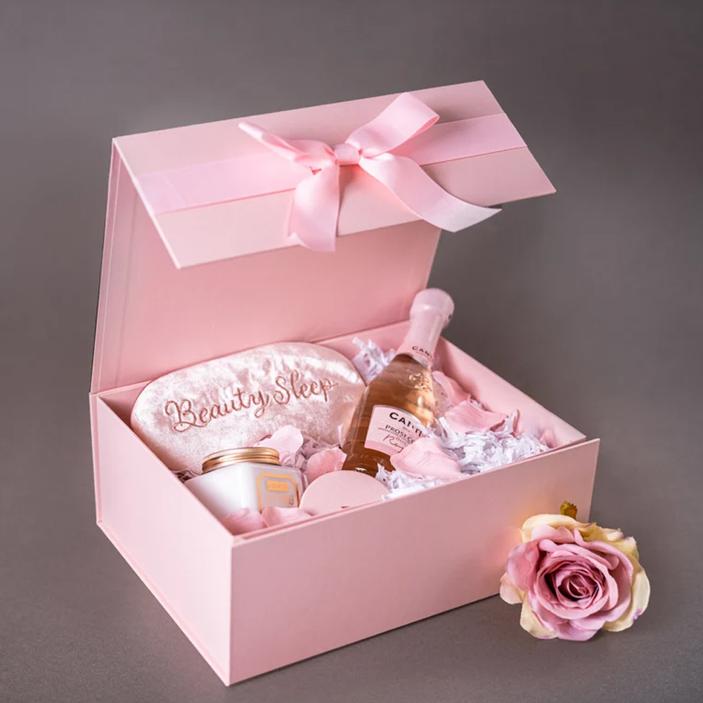 Customized Luxury Small Cube Foldable Collapsible Magnetic Closure Gift Box Packaging for Clothing Dress Shoes with Silk Ribbon