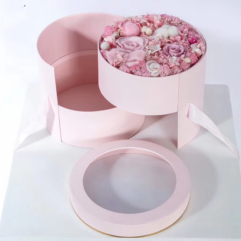 Round Double-layer Rotary Cuddle Bucket Teacher's Day Valentine's Day Immortal Soap Flower Surprise Packaging Gift Box