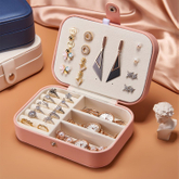 Custom Mini Double Layer PU Leather Travel Jewelry Storage Box for Necklace Earrings Rings Bracelet Gift Packaging Jewelry Box