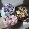 Customized Logo Velvet Preserved Rose Flower Packaging Gift Box for Flowers Arrangement Bouquets Round Flower Box
