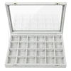 Custom Clear Lid Velvet 24 Grid Jewelry Tray Stackable Display Showcase Lockable Organizer Box For Earring,Ring,Necklace