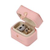 Luxury Mini Pink PU Leather Wedding Ring Earring Zipper Travel Small Jewelry Gift Packaging Box Wholesale