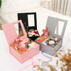 Luxury Magnetic Closure Foldable Paper Soap Rose Flower Necklace Gift Packaging Box with Clear Window And Custom Logo for Valentine's Day