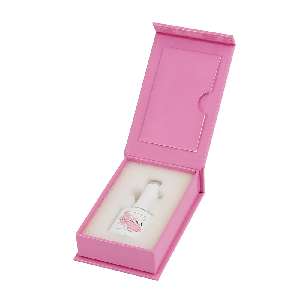 Custom Small Magnetic Closure Paper Cardboard Flip Lid Nail Polish Bottle Packaging Box with Foam Insert