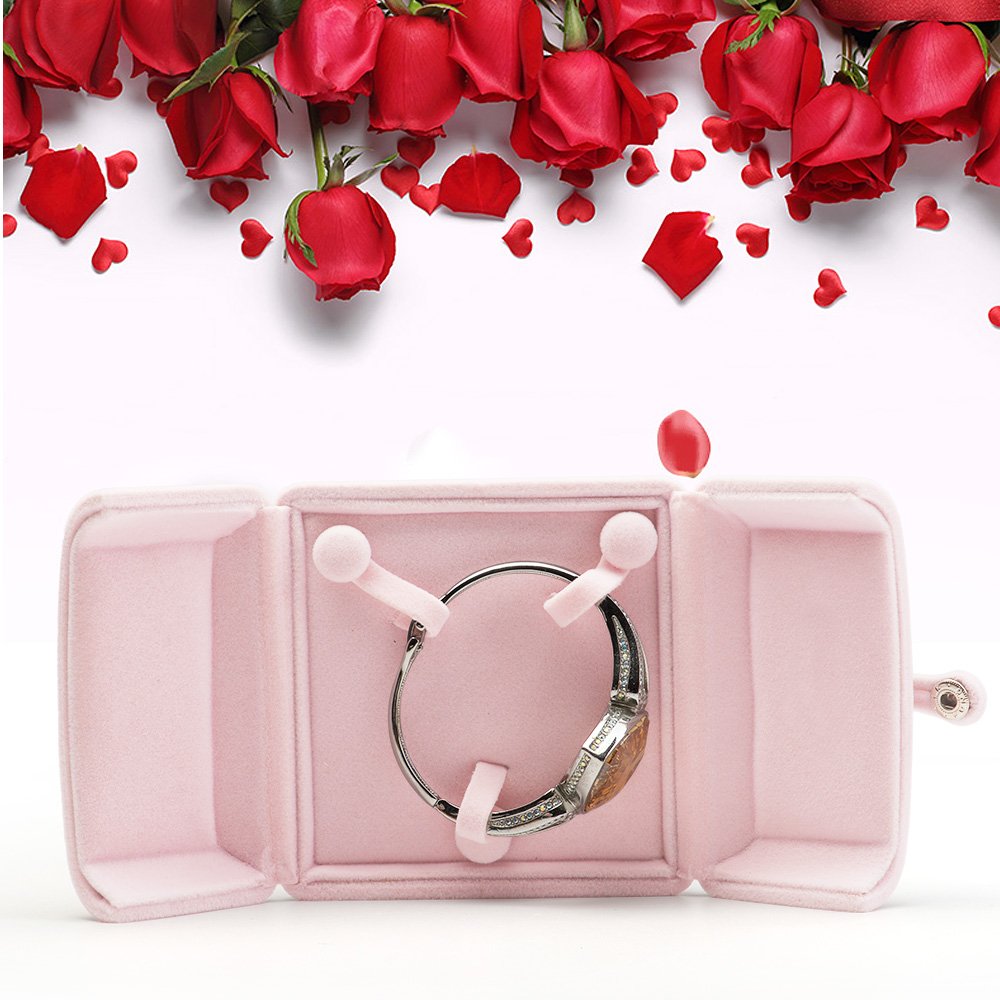 Pink Velvet Bangle Gift Box Bracelet Storage Case Jewelry Gift Boxes