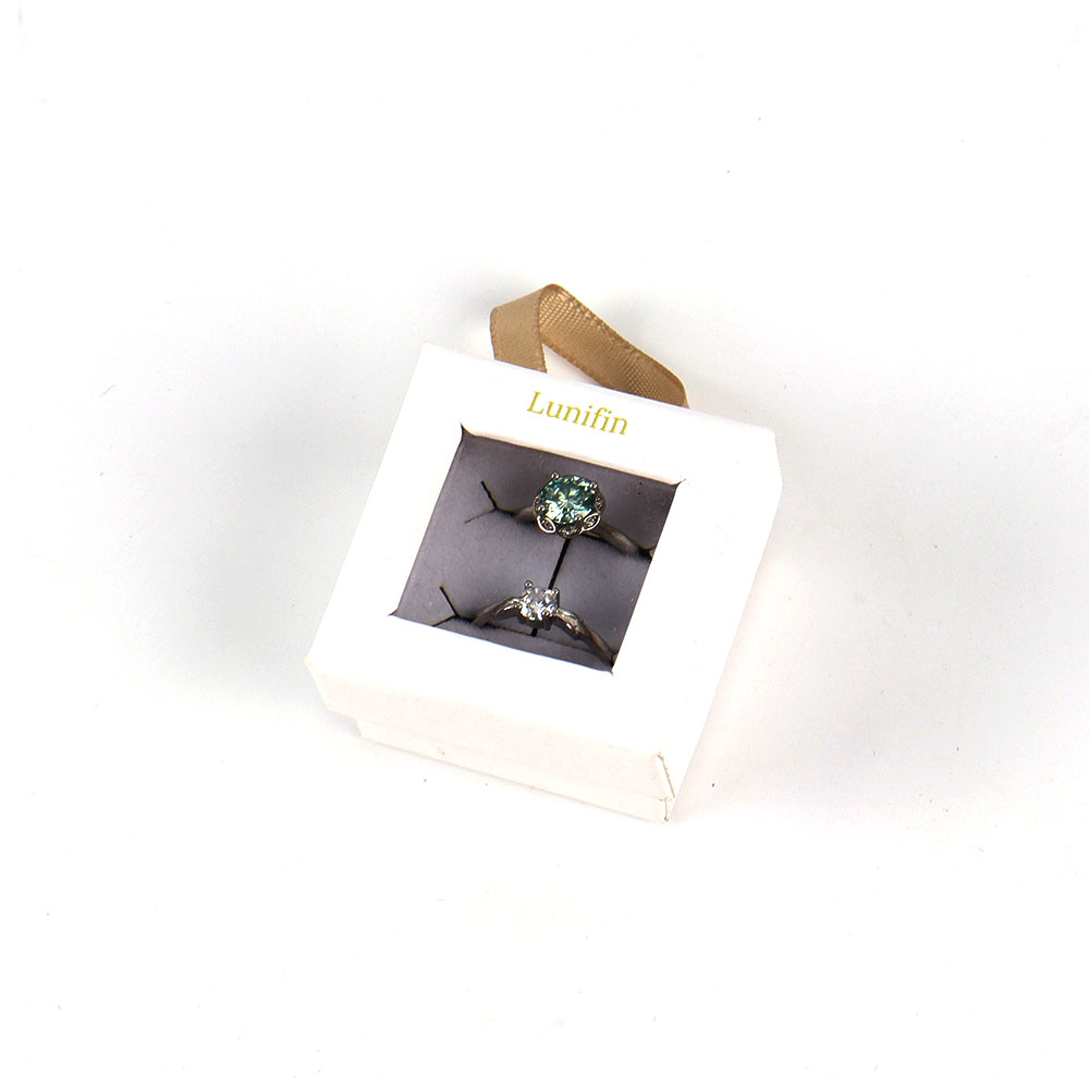 Custom Small Personalized Paper Ring Jewelry Gift Box Jewelry Tradeshow Cardboard Ring Packaging Boxes with Clear Window