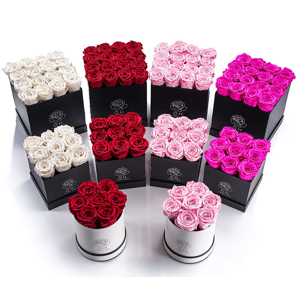Custom Cardboard Paper Cylinder Rose Flower Bouquet Gift Box Square Packaging Luxury Round Flowers Boxes for Roses