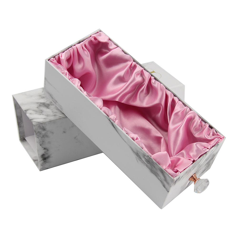 Luxury Marble Printing Custom Logo Drawer Style Paper Cardboard Hair Extension Packaging Box for Wig Wholesale