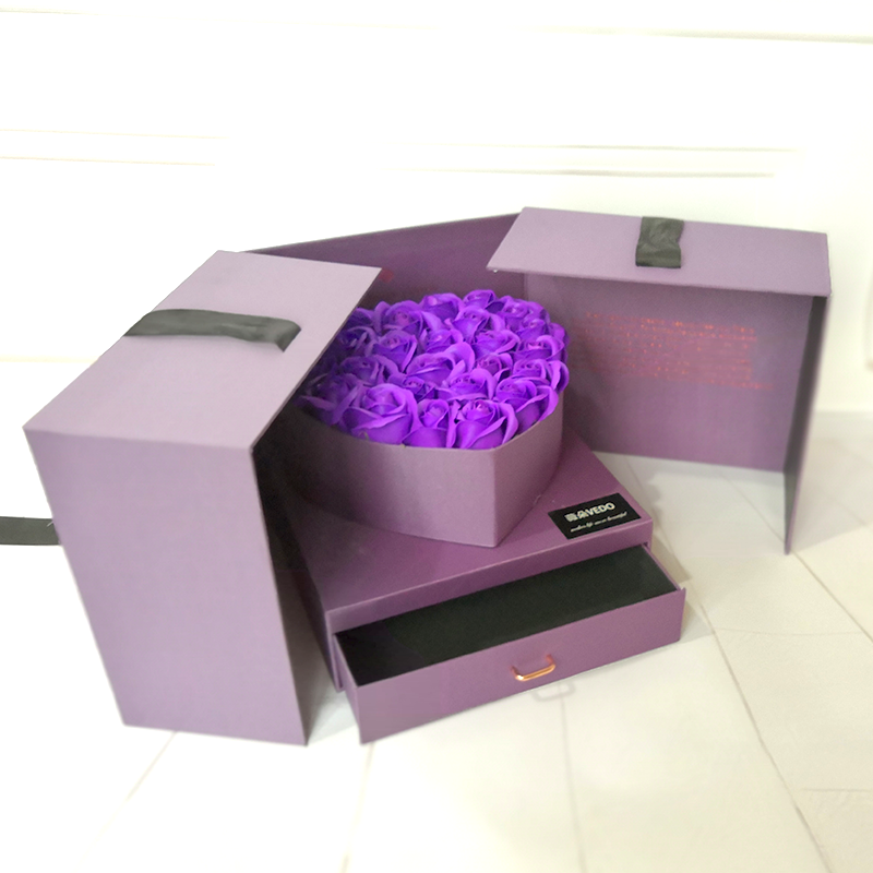 Custom Opening Flower Gifts Box With For Valentine's Day,Double Opening