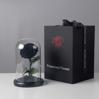 Valentine creative gift high quality LED light glass domes Artificial immortal eternal rose preserved flower packaging box
