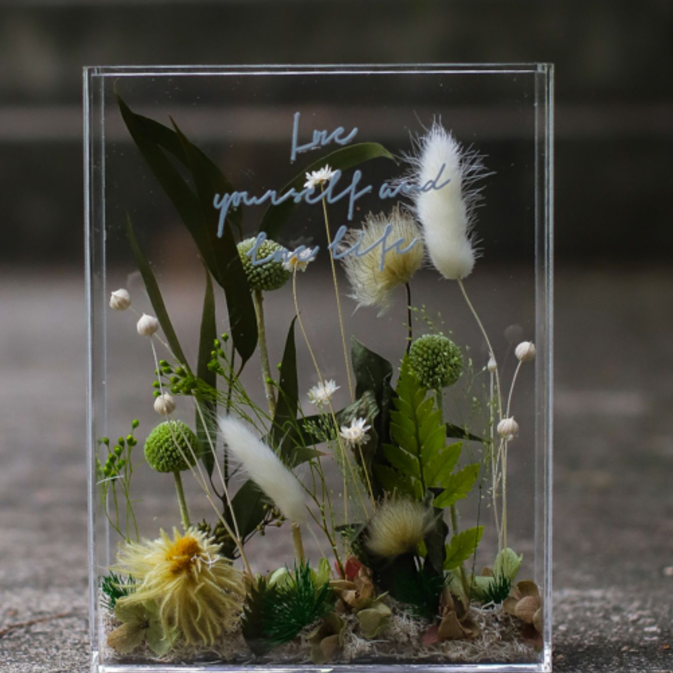 Ins Nordic Acrylic Transparent Flower Box Plant Dried Immortal Flowers Hollow Picture Shadow Frame Diy Material Bag