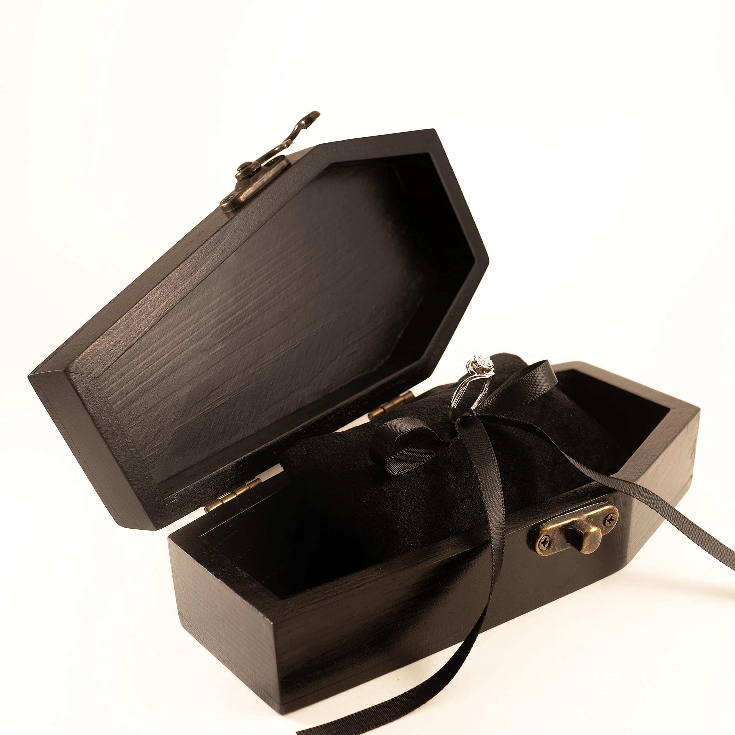 Custom Small Coffin Shaped Rustic Wood Jewelry Gift Packaging Box False Eyelash Lash Cosmetic Wooden Storage Box