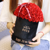 Wholesale Round Cylinder Paper Flower Box Velvet Packaging for Mushroom Rose Wedding Flower Bouquet Box Gift