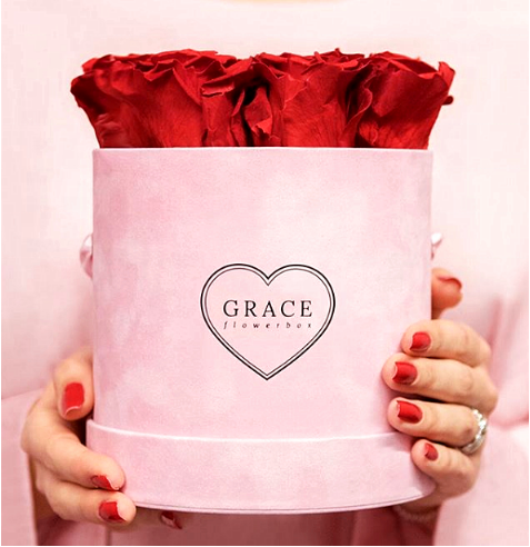 Custom made velvet round flower gift packaging box suede flower arrangement hat rose shipping box