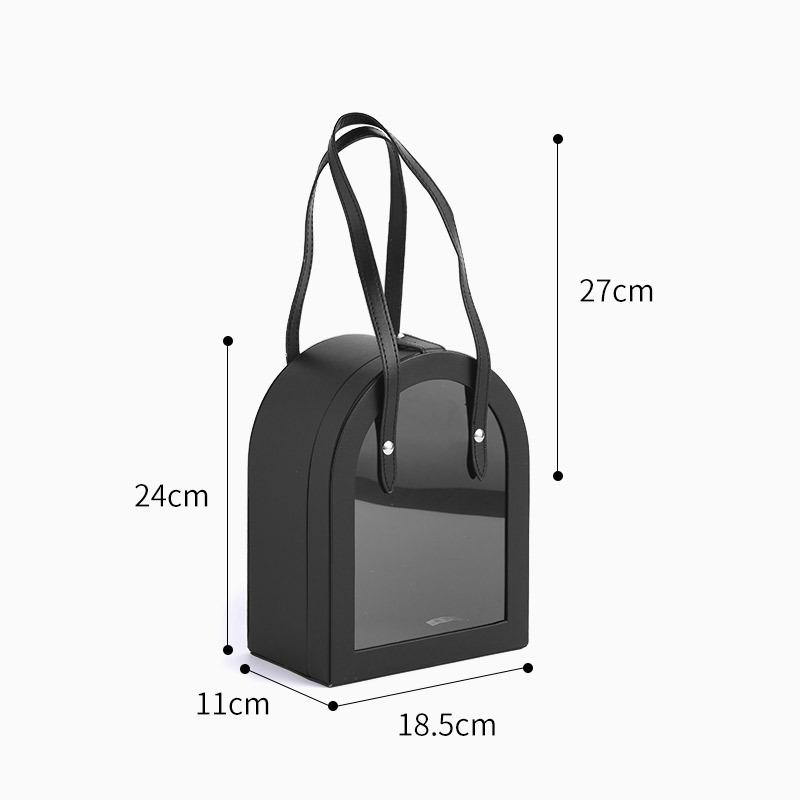 New Transparent Leather Portable Waterproof Acrylic Backpack Shape Preserved Rose Flower Gift Packaging Box Valentine's Day