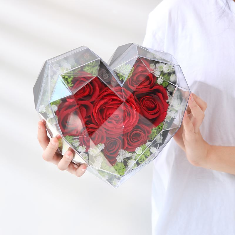 Acrylic Transparent Heart-shaped Flower Arrangement Bouquet Packaging Box Empty Rose Gift Box