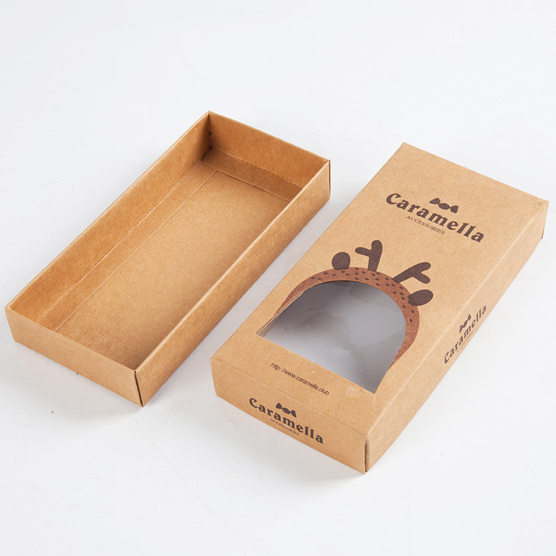 Custom Design Eco-Friendly Recyclable Kraft Paper Baby Socks Gift Packaging Box with Window