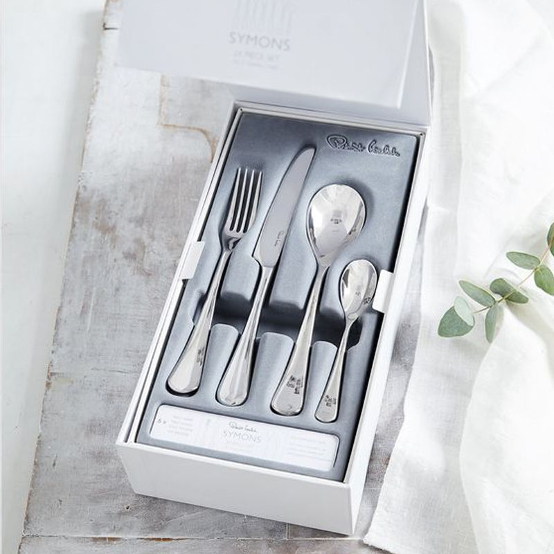 Custom Design Logo Sets for Wedding Stainless Steel Cutlery Flatware Sets Flatware Gift Set Box